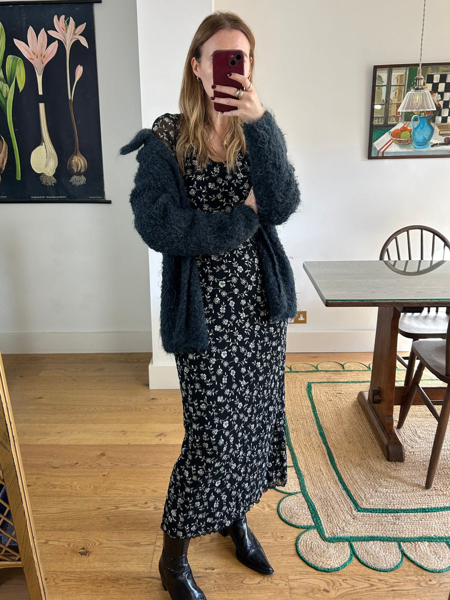 Black Floral Maxi Dress - UK 8-10