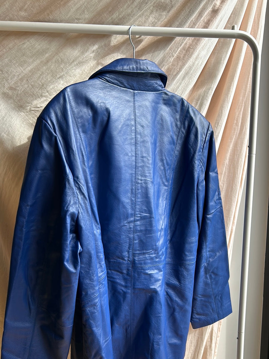 Blue Leather Jacket - XXL