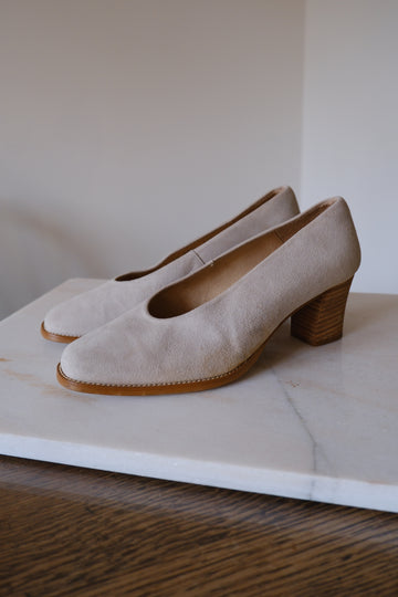 Cream Suede Heels - UK 4