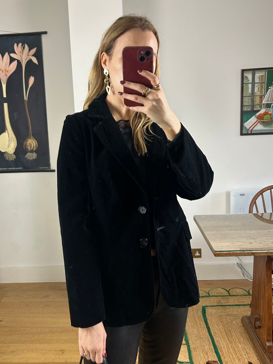 Black Velvet Blazer - S
