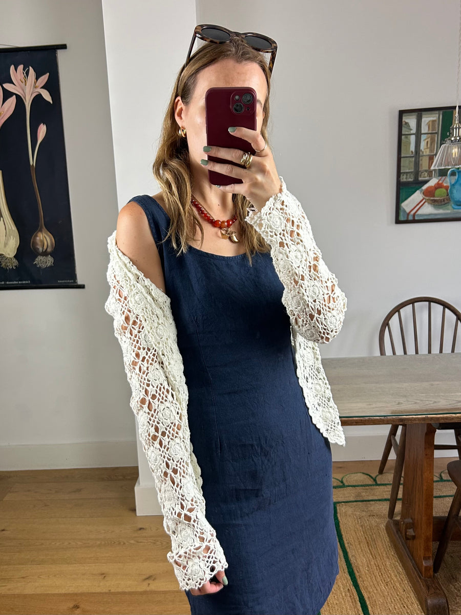 Navy Linen Dress - UK 12
