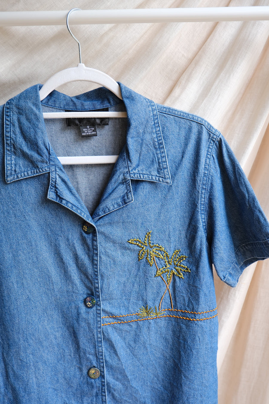 Palm Tree Denim Shirt - S/M