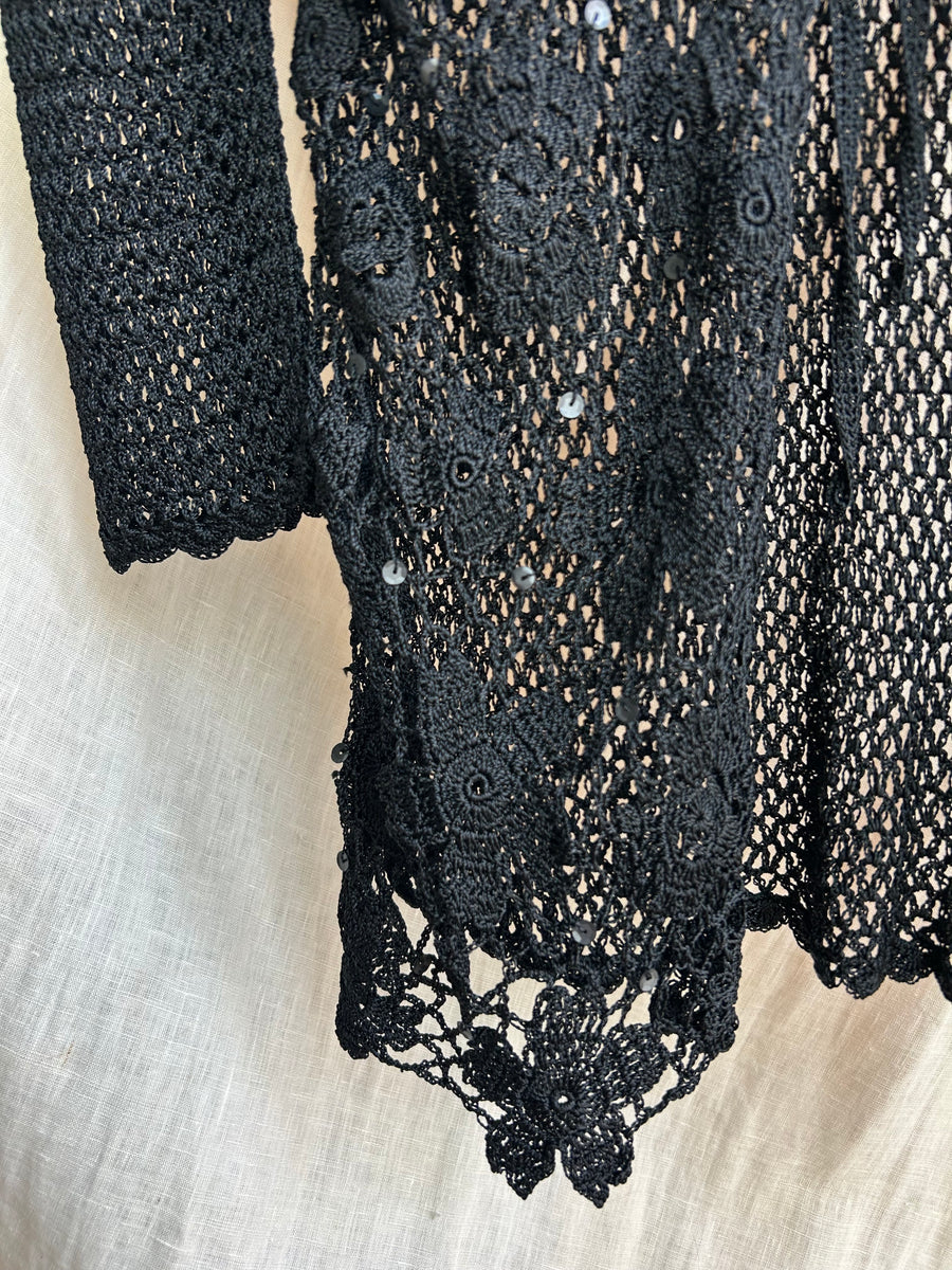 Black Crochet Top - M