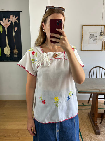 Embroidered Smock Top - S