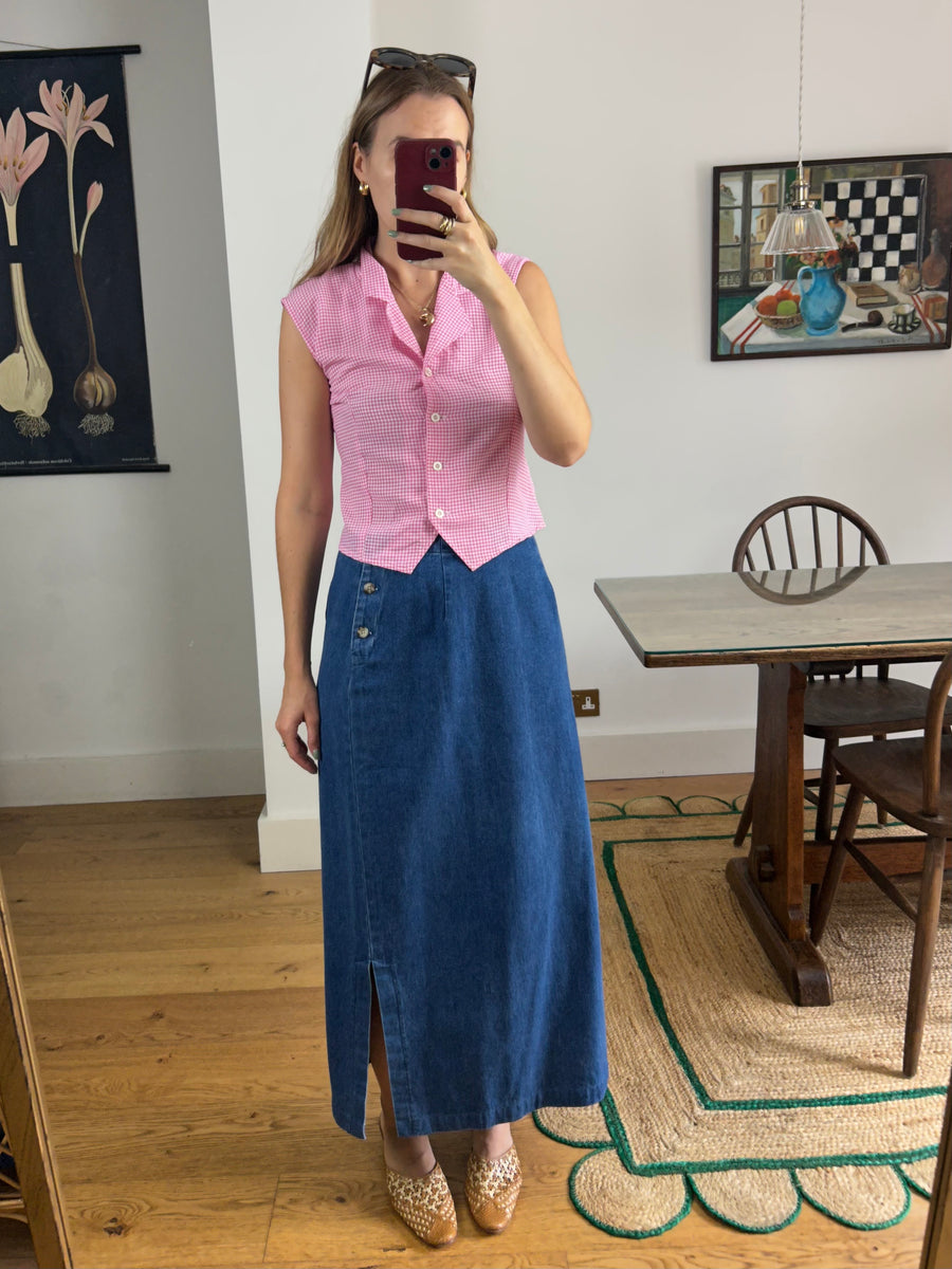 Pink Gingham Blouse - M