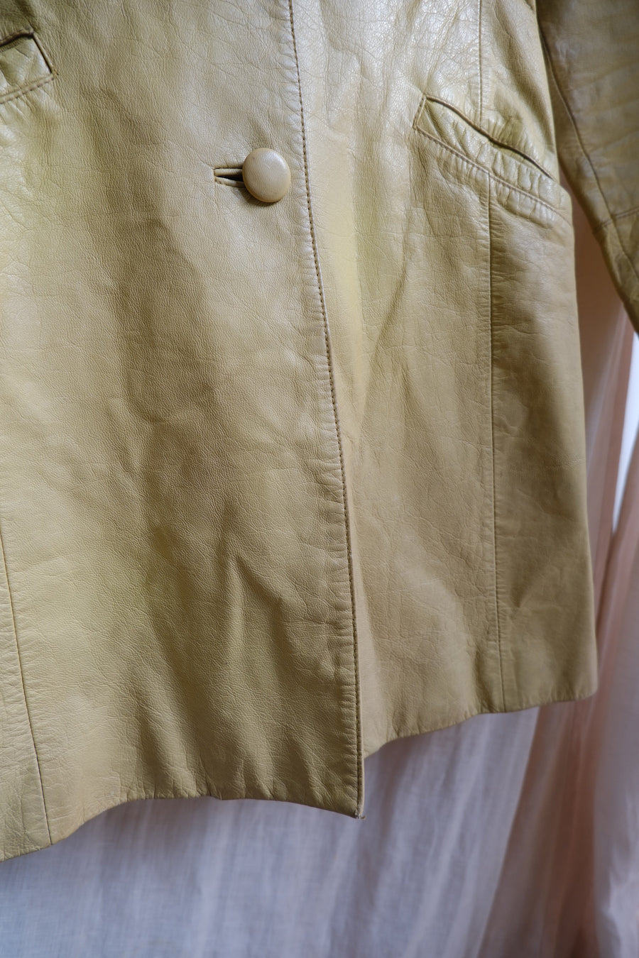 Yellow Leather Trench Coat - XS-S