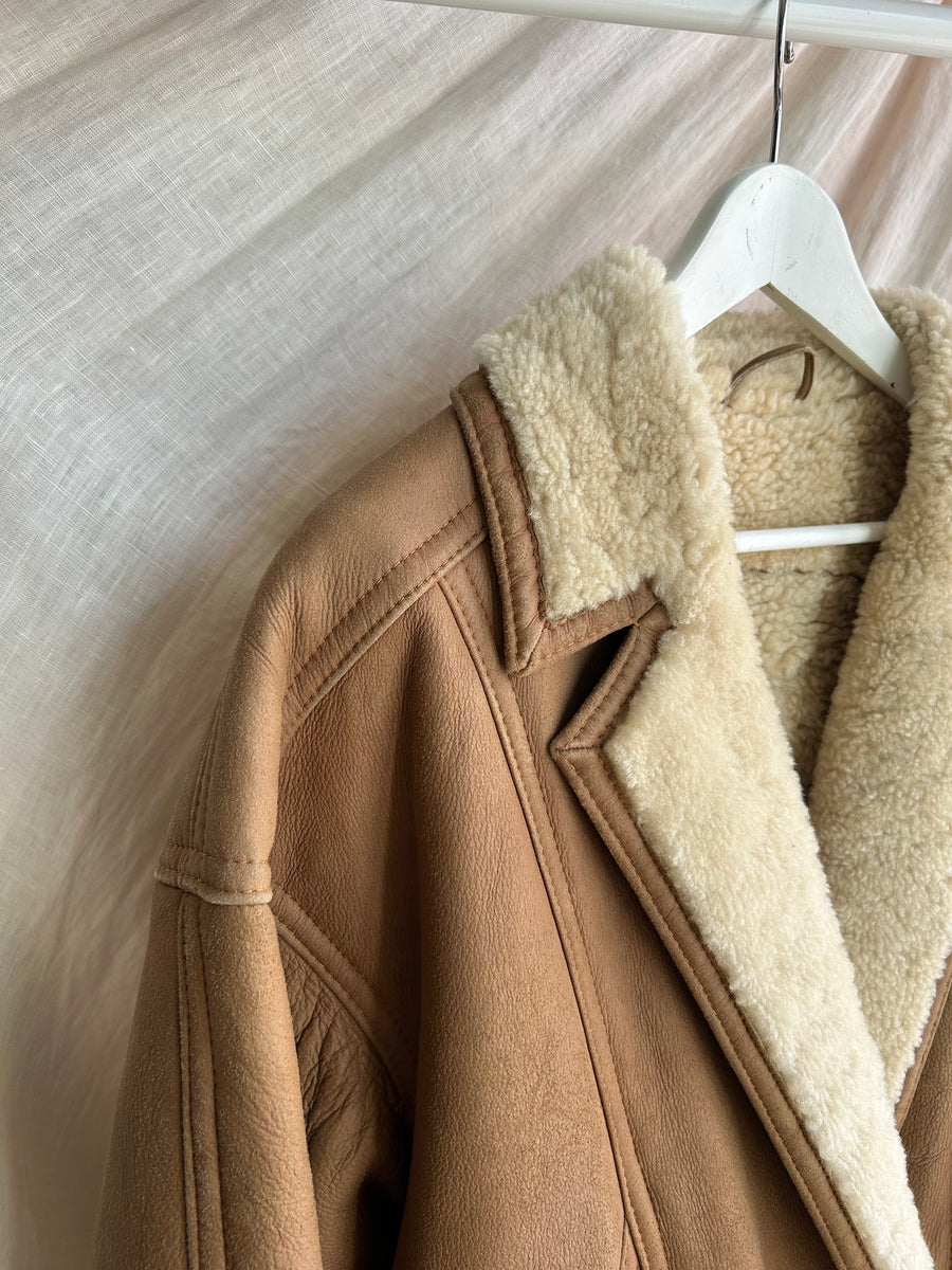 Brown sheepskin coat - S/M