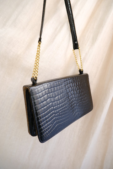 Croc & Chain Leather Bag