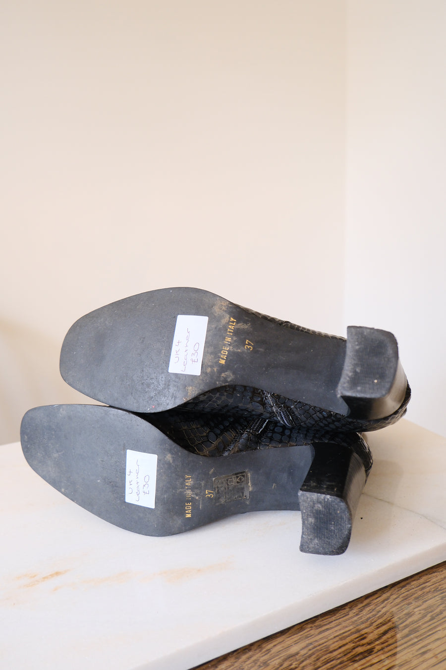 Croc-Effect Ankle Boots - UK 4