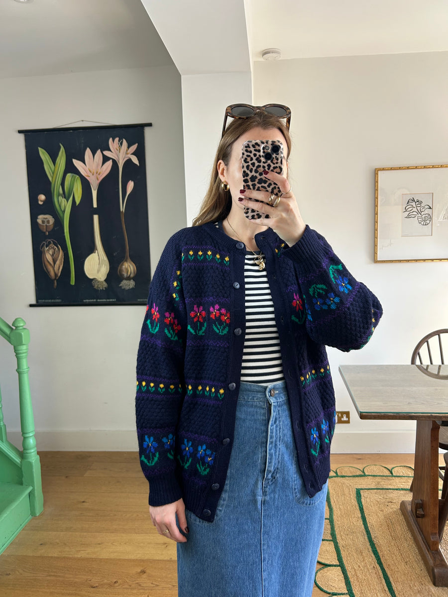 Floral Wool Cardigan - S/M