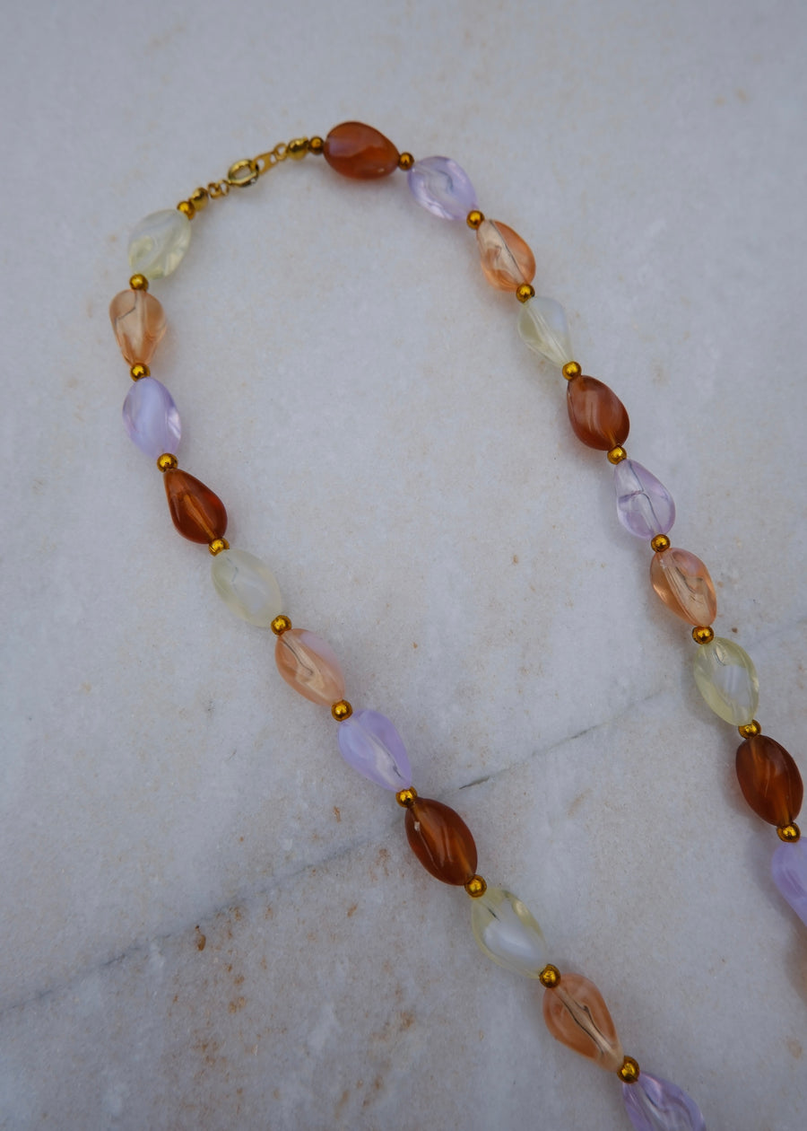 Pink Beaded Shell Pendant Necklace