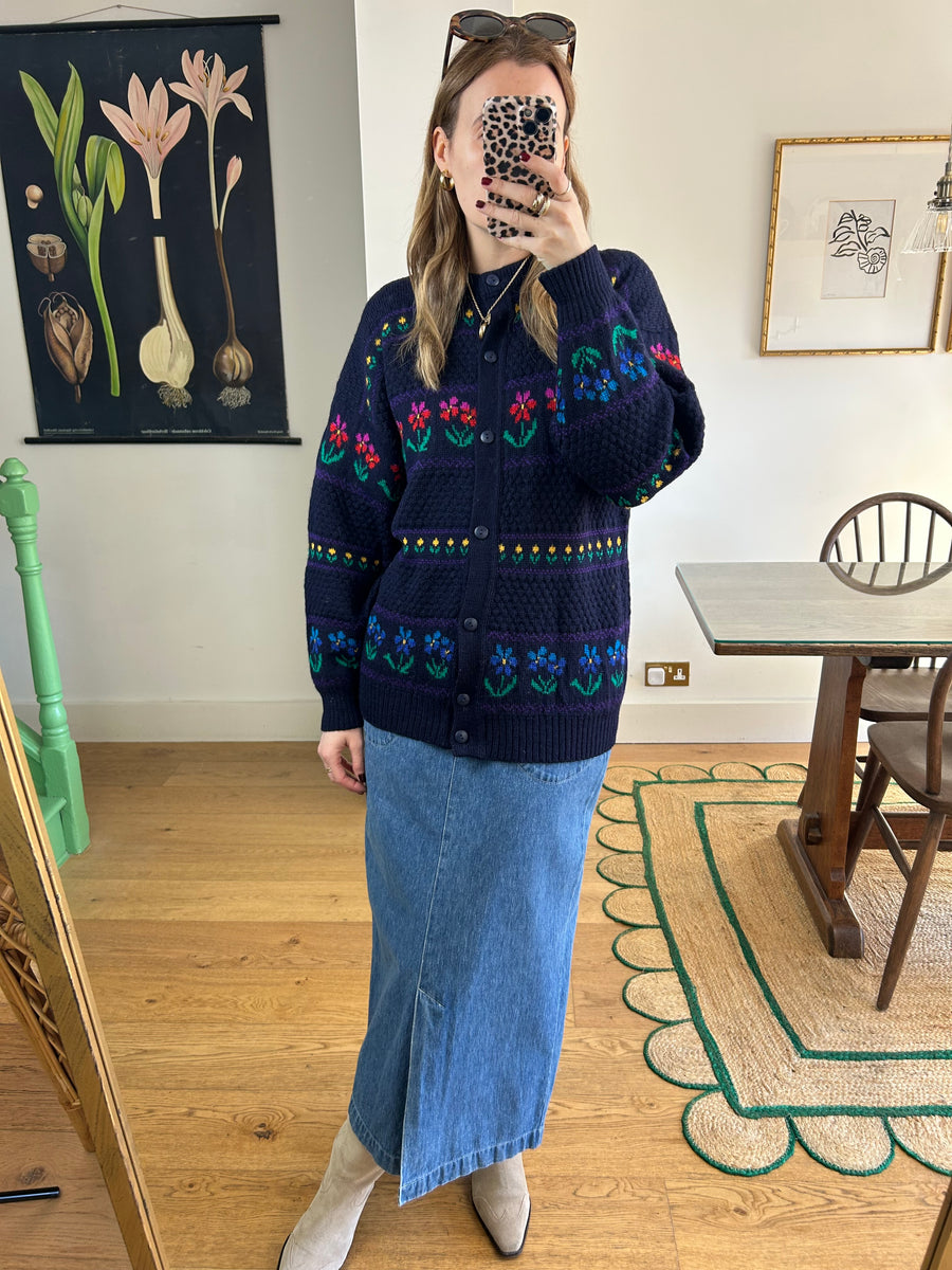 Floral Wool Cardigan - S/M
