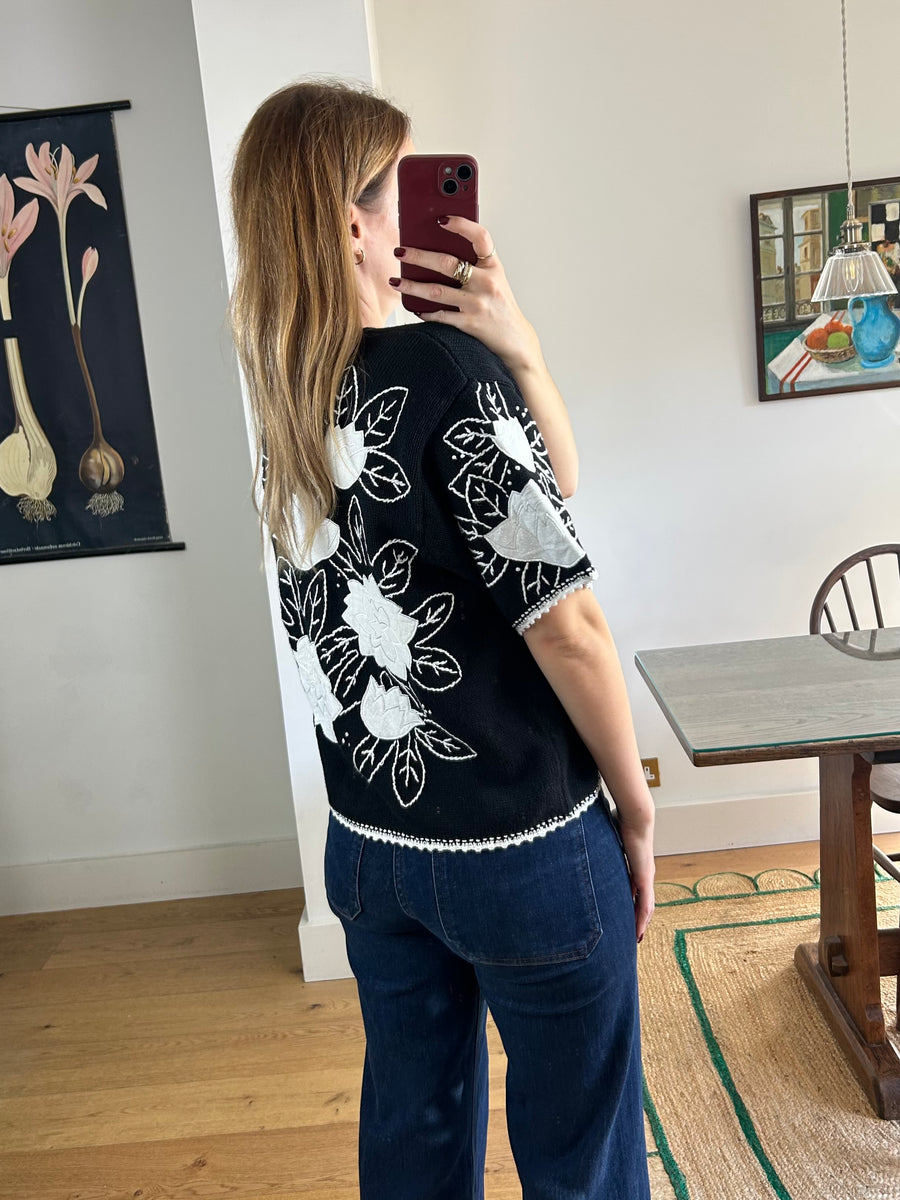 Embroidered Cotton Cardigan - M