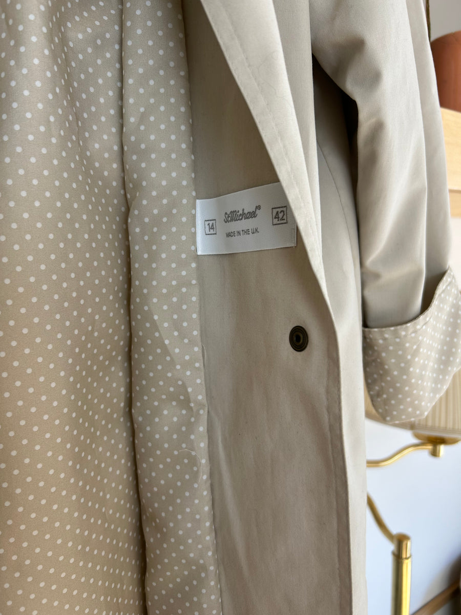 Polkadot Lined Trench Coat - M