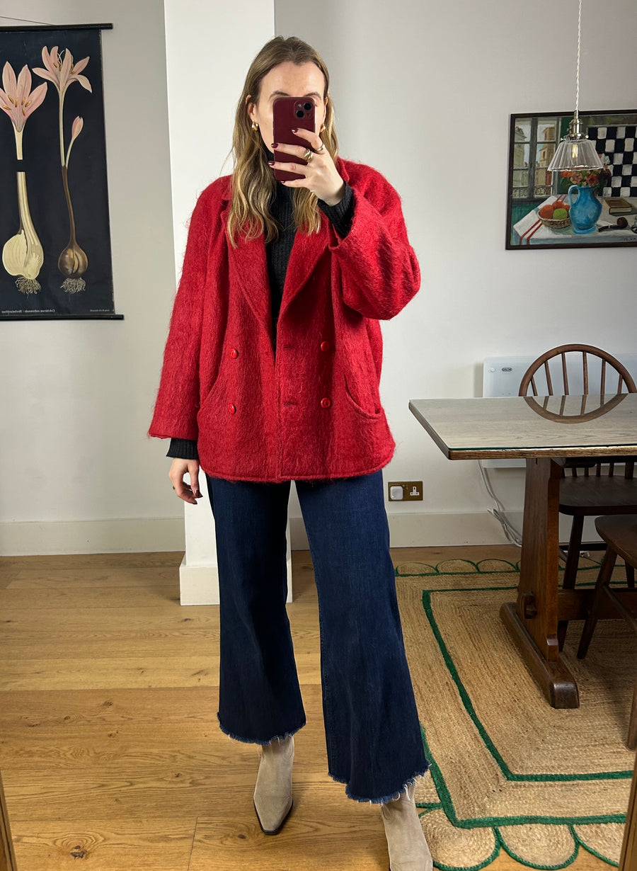 Red Mohair Coat - M