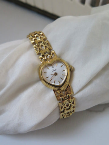 Gold Plated Heart Watch