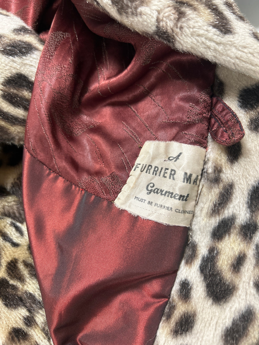 Leopard Faux Fur Coat - M