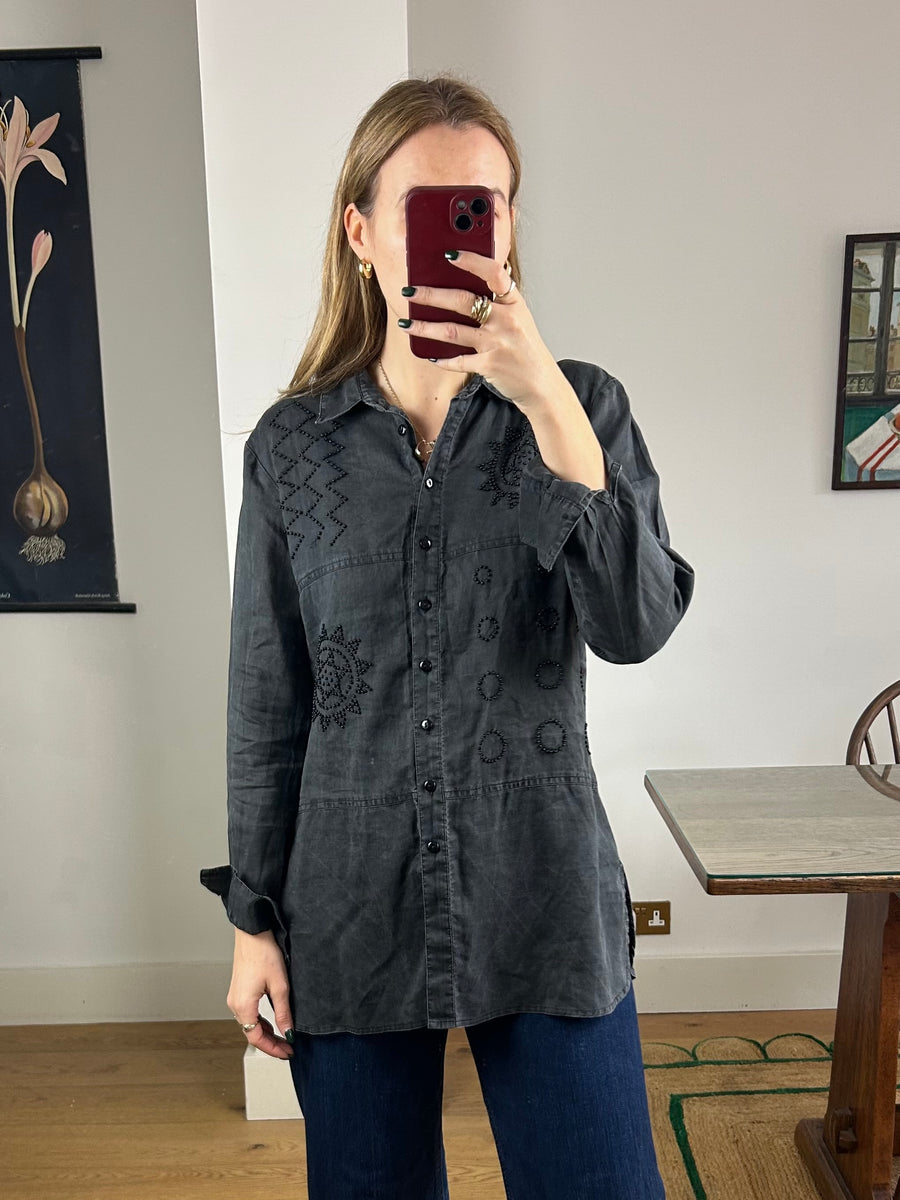 Linen Beaded Shirt - S