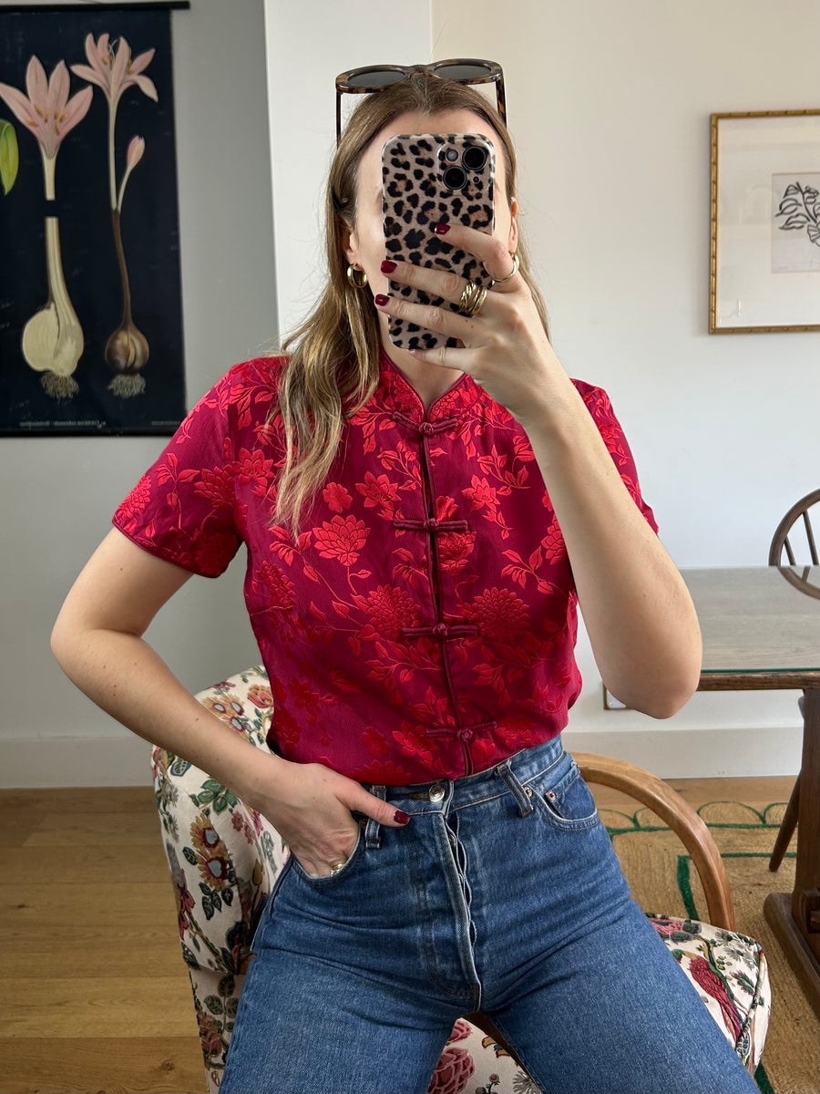 Silk Floral Blouse - S