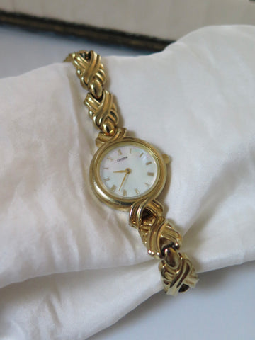 Gold Plated Mother of Pearl Watch