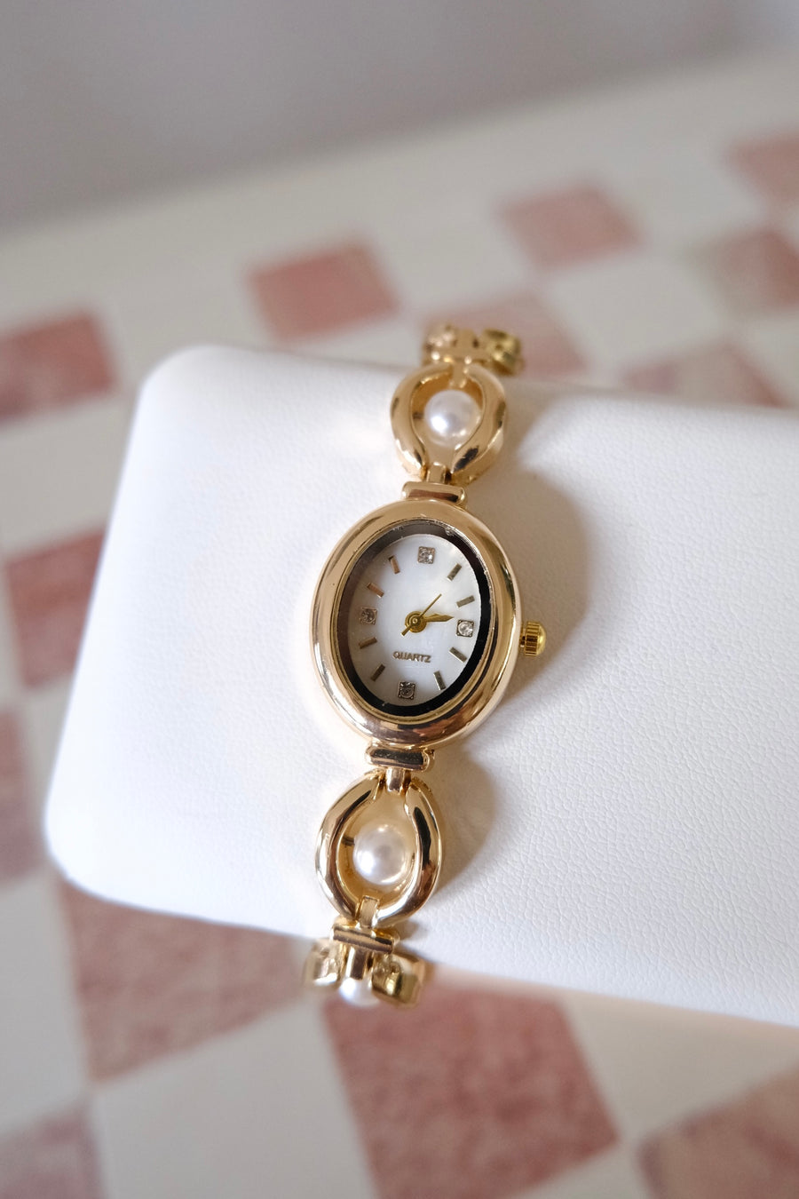 Pearl Beaded Gold Plated Watch