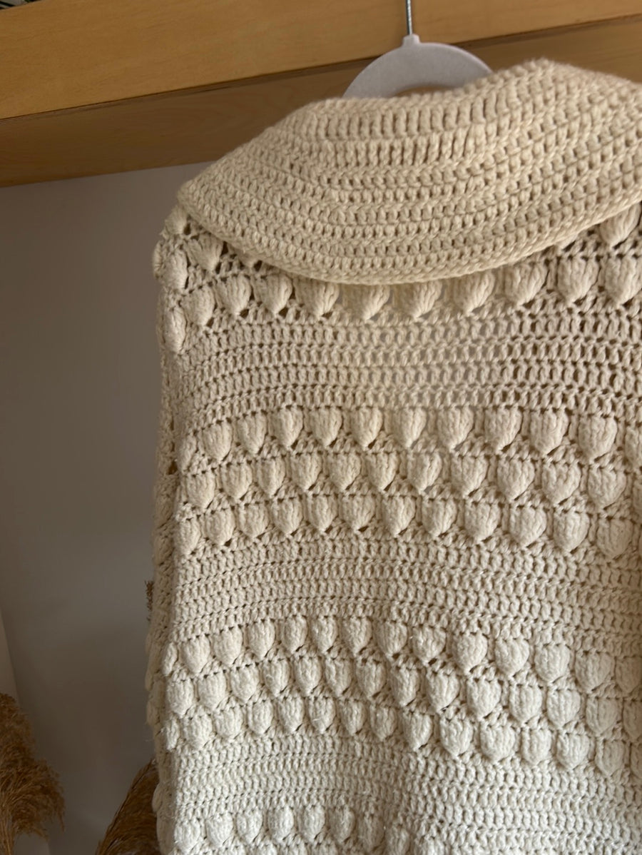Crochet Cardigan & Matching Beanie - M