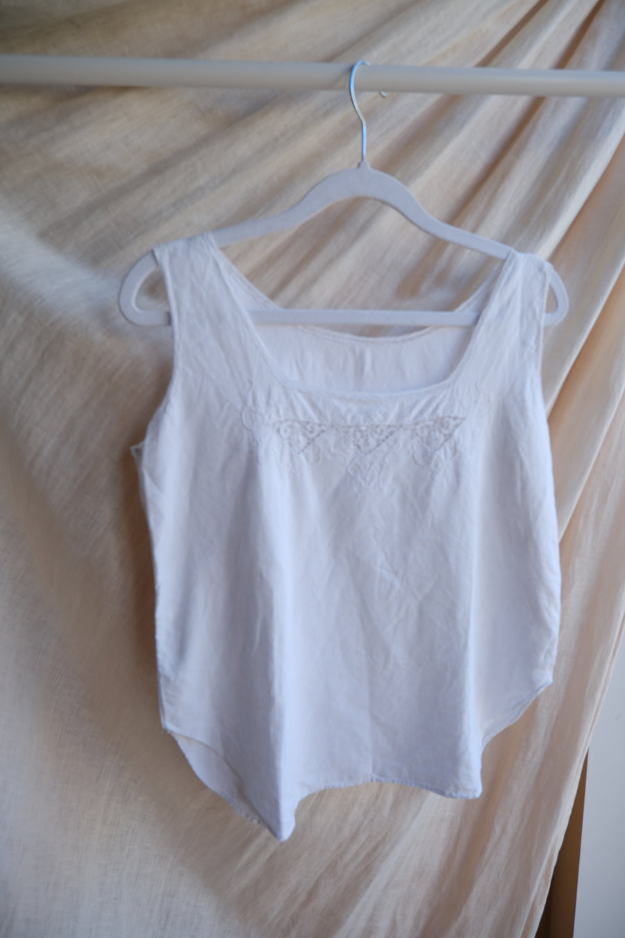 White Linen Lace Vest - S