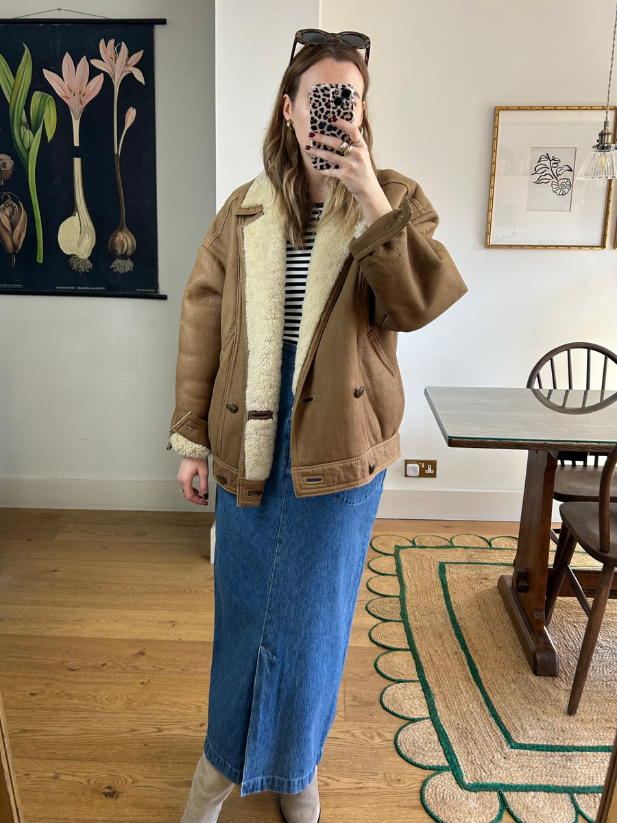 Brown sheepskin coat - S/M