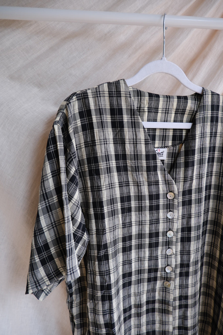 Black Check Blouse - L