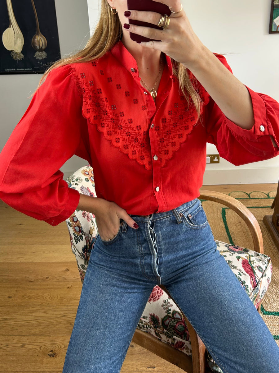 Red Lace Shirt - M-L