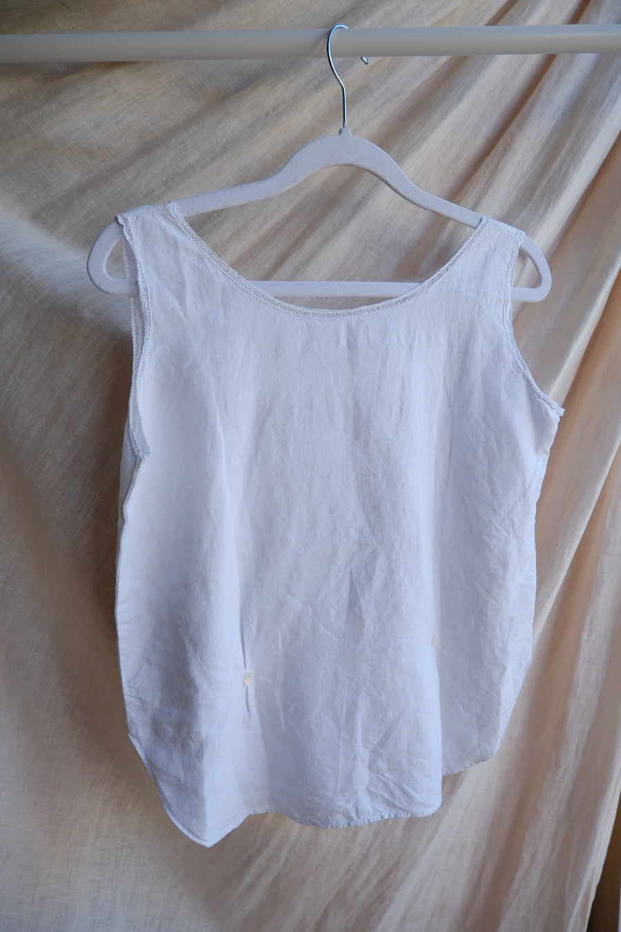 White Linen Lace Vest - S
