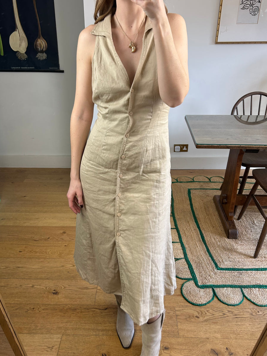 Beige Linen Dress - UK 10/12