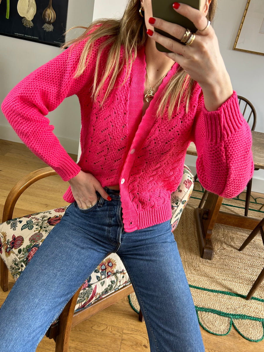 Pink Knit Cardigan - S