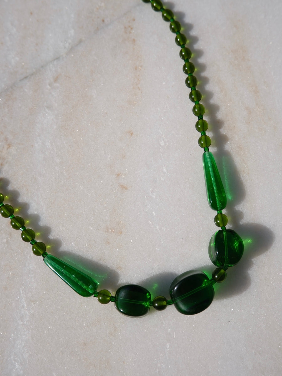 Green Glass Bead Necklace