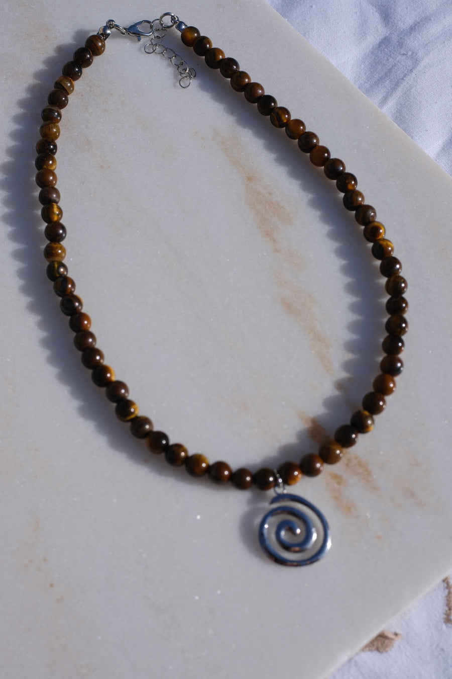 Tigers Eye Beaded Swirl Necklace