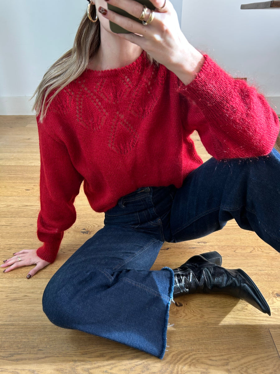 Red Mohair Jumper - M/L