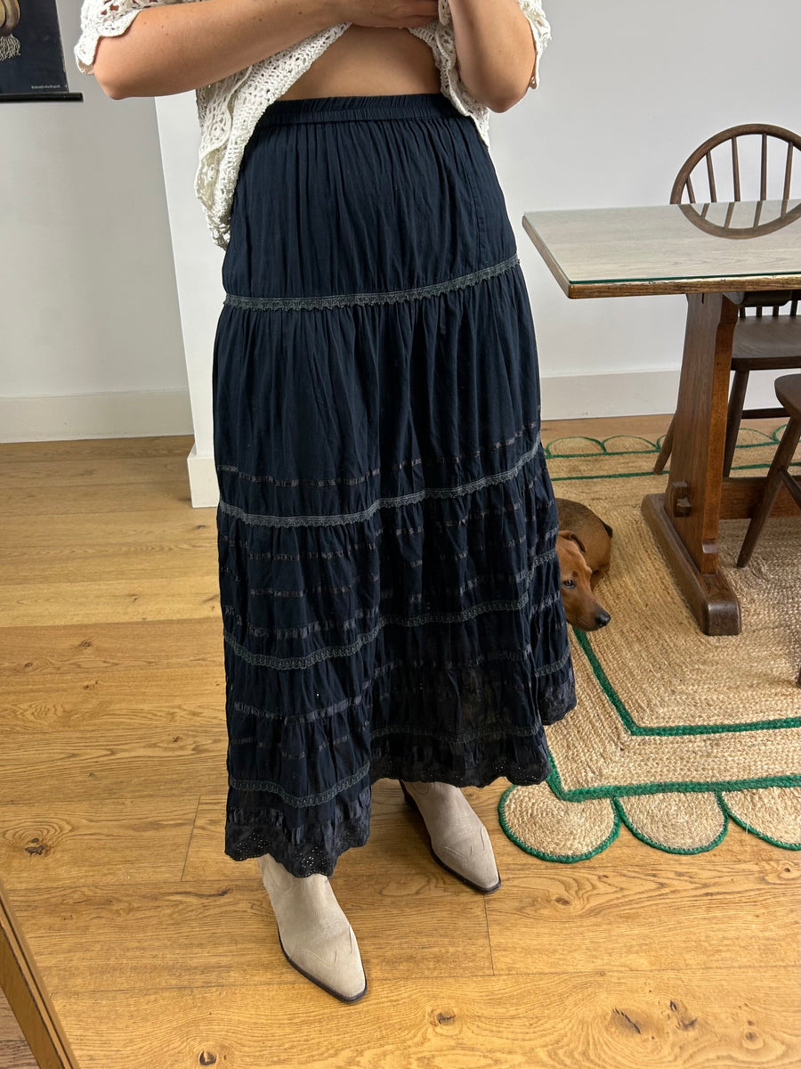 Black Tiered Skirt - UK 16-18