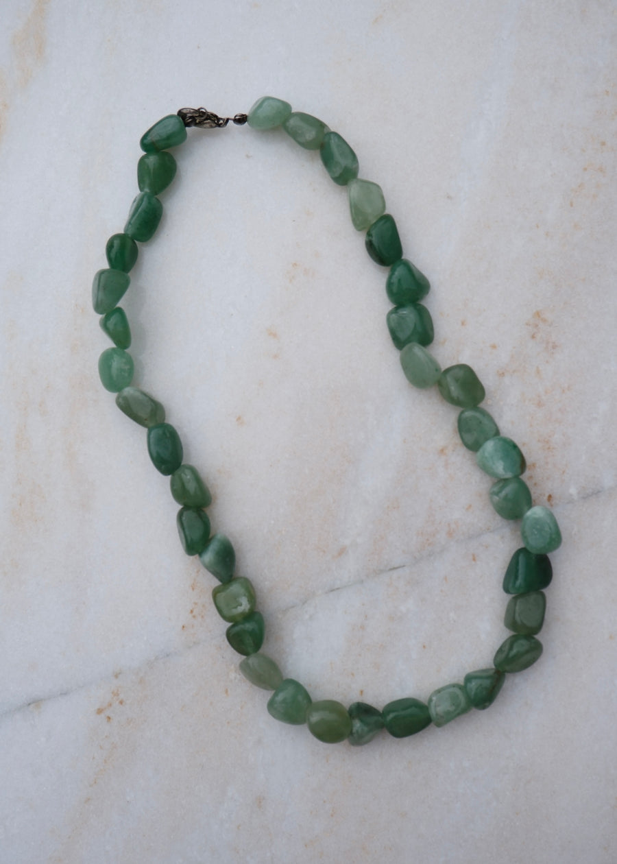 Green Agate Stone Bead Necklace