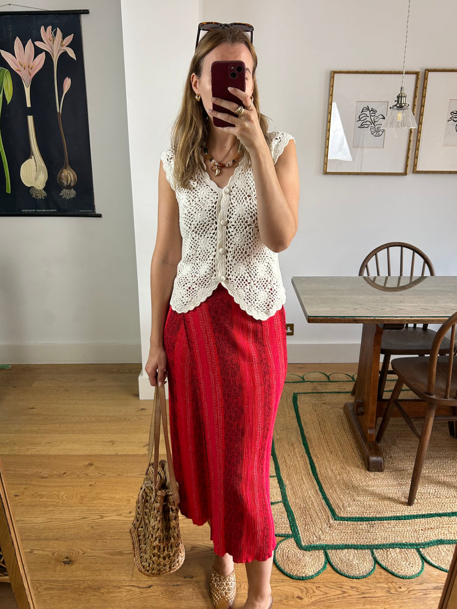 Red Wrap Skirt - UK 8/10