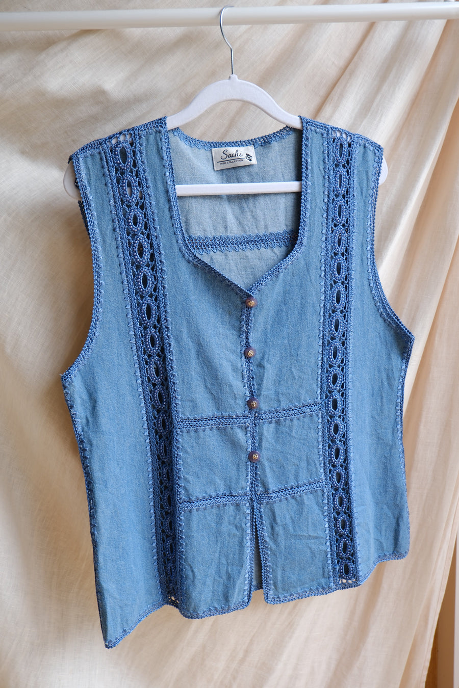 Denim Patchwork Waistcoat - M