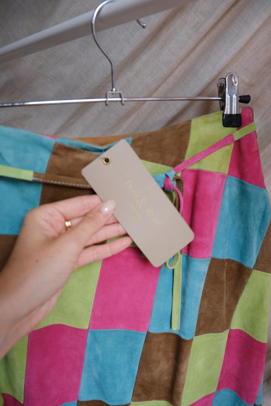 Suede Patchwork Skirt - UK 10