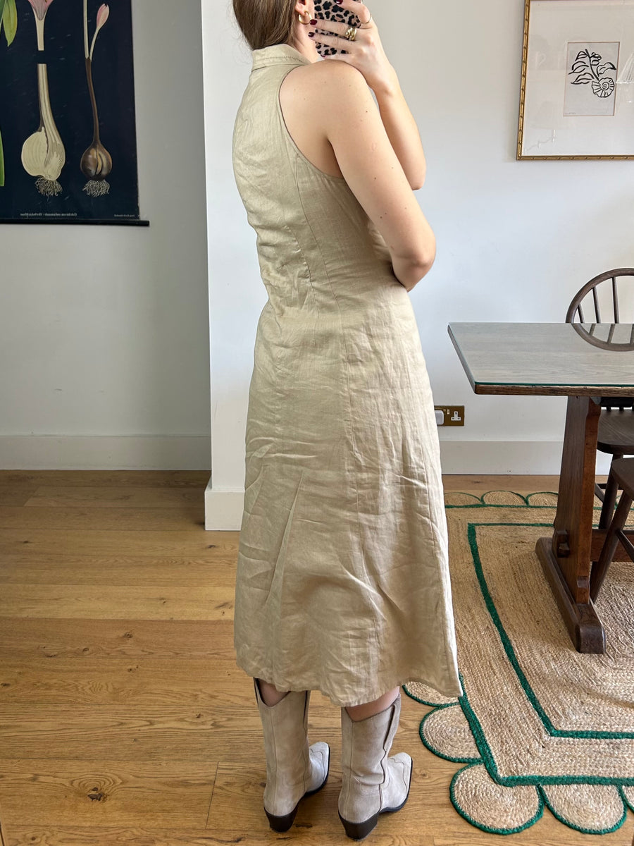 Beige Linen Dress - UK 10/12
