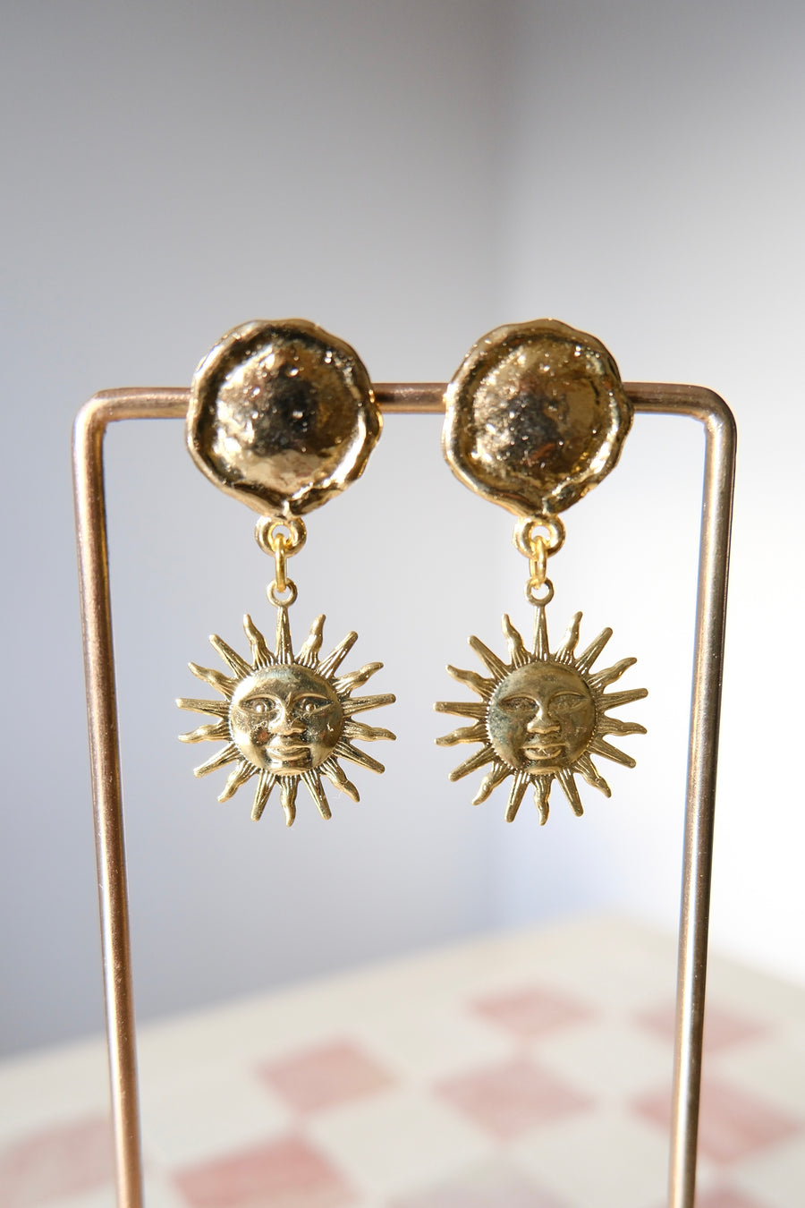 Gold Plated Sun Earrings