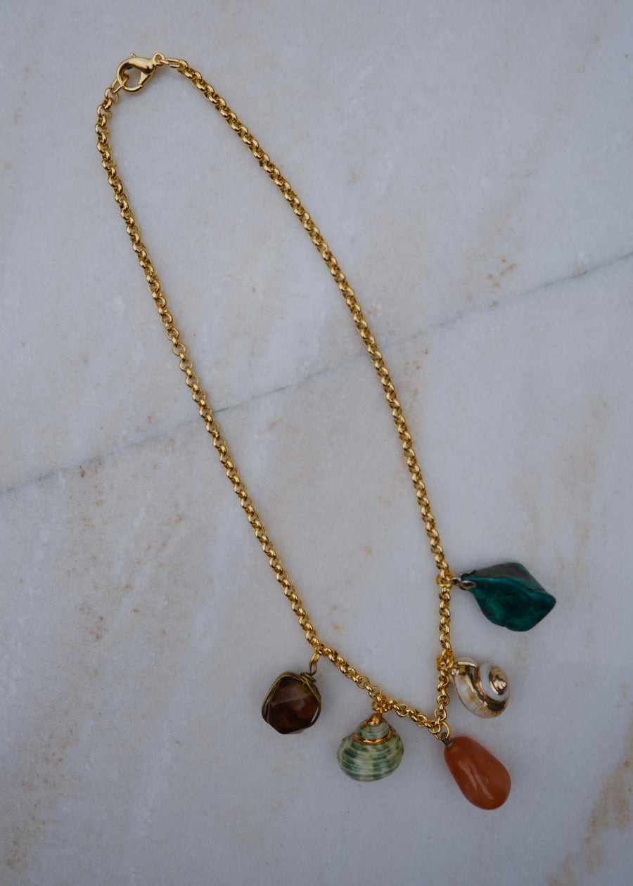 Stone & Shell Charm Necklace