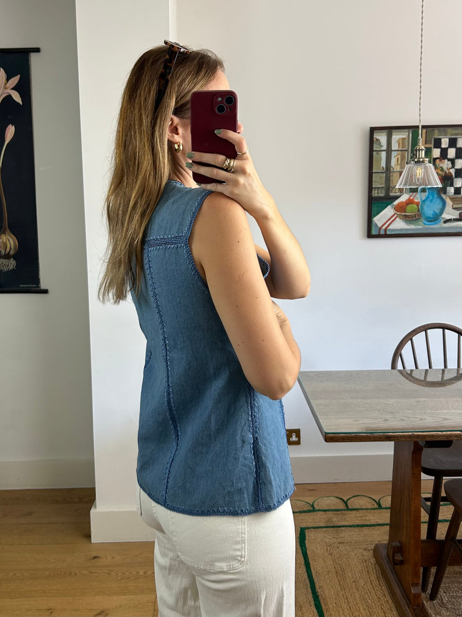 Denim Patchwork Waistcoat - M