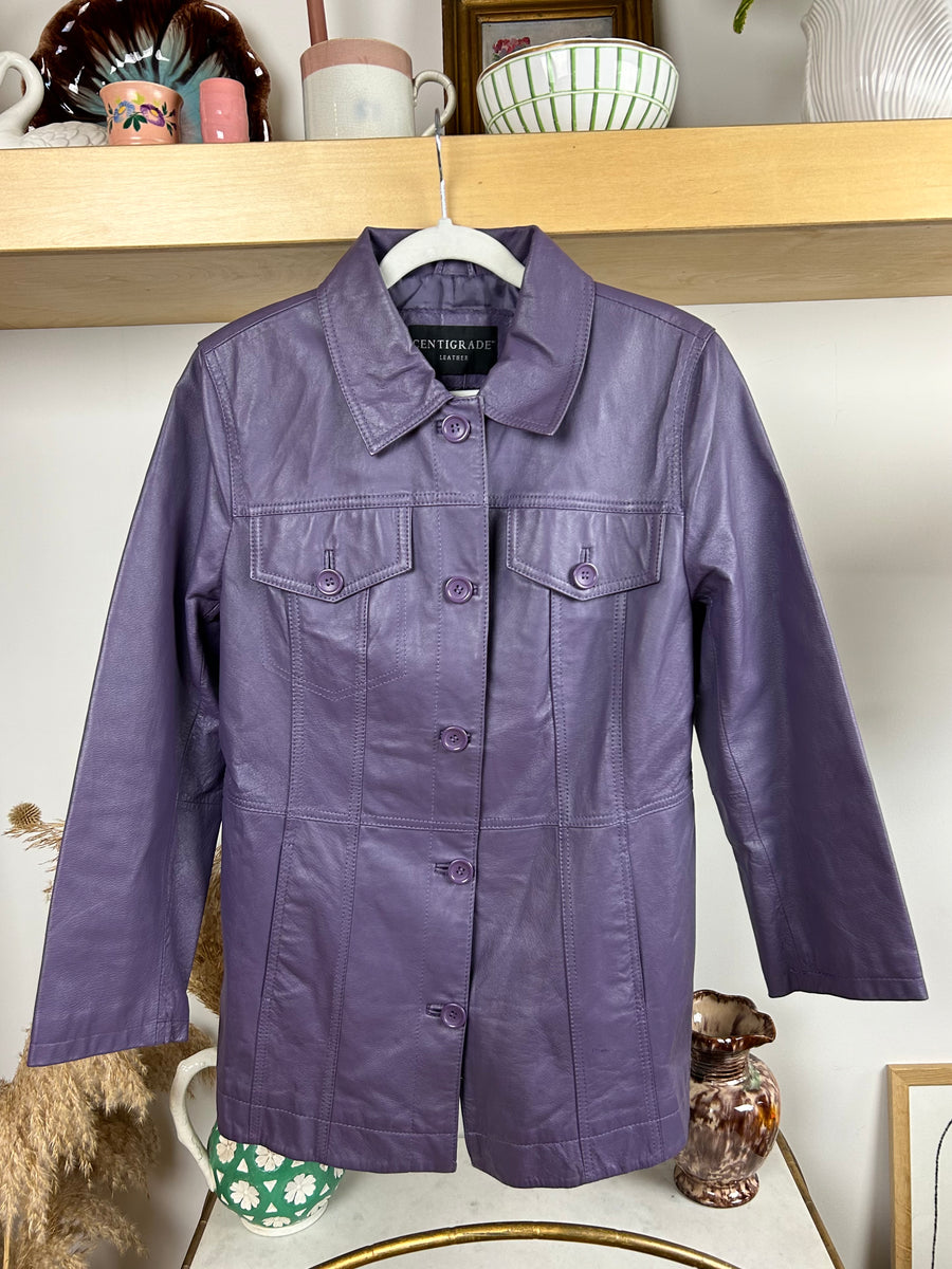 Purple Leather Jacket - S