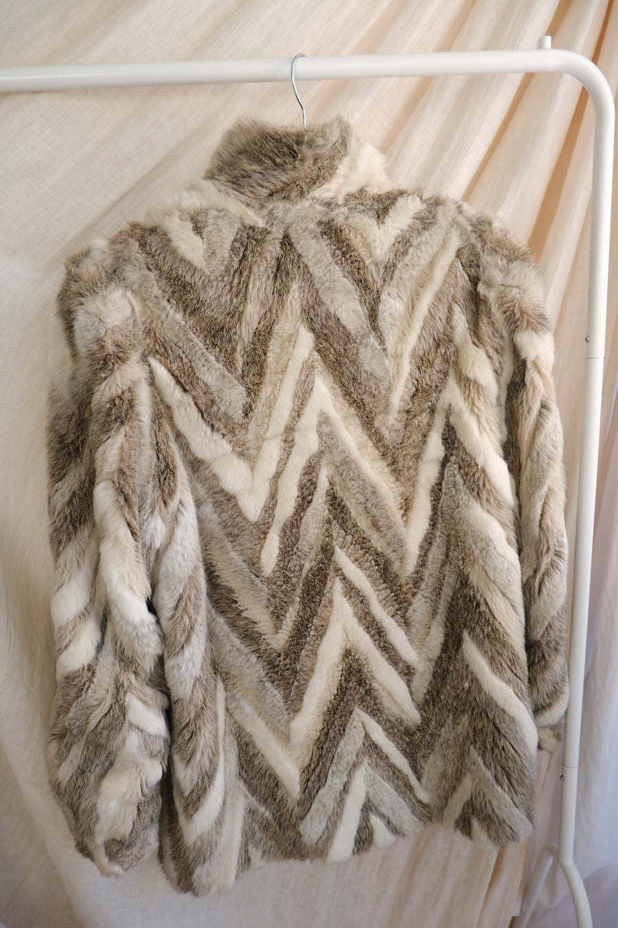Zig Zag Faux Fur Coat - M