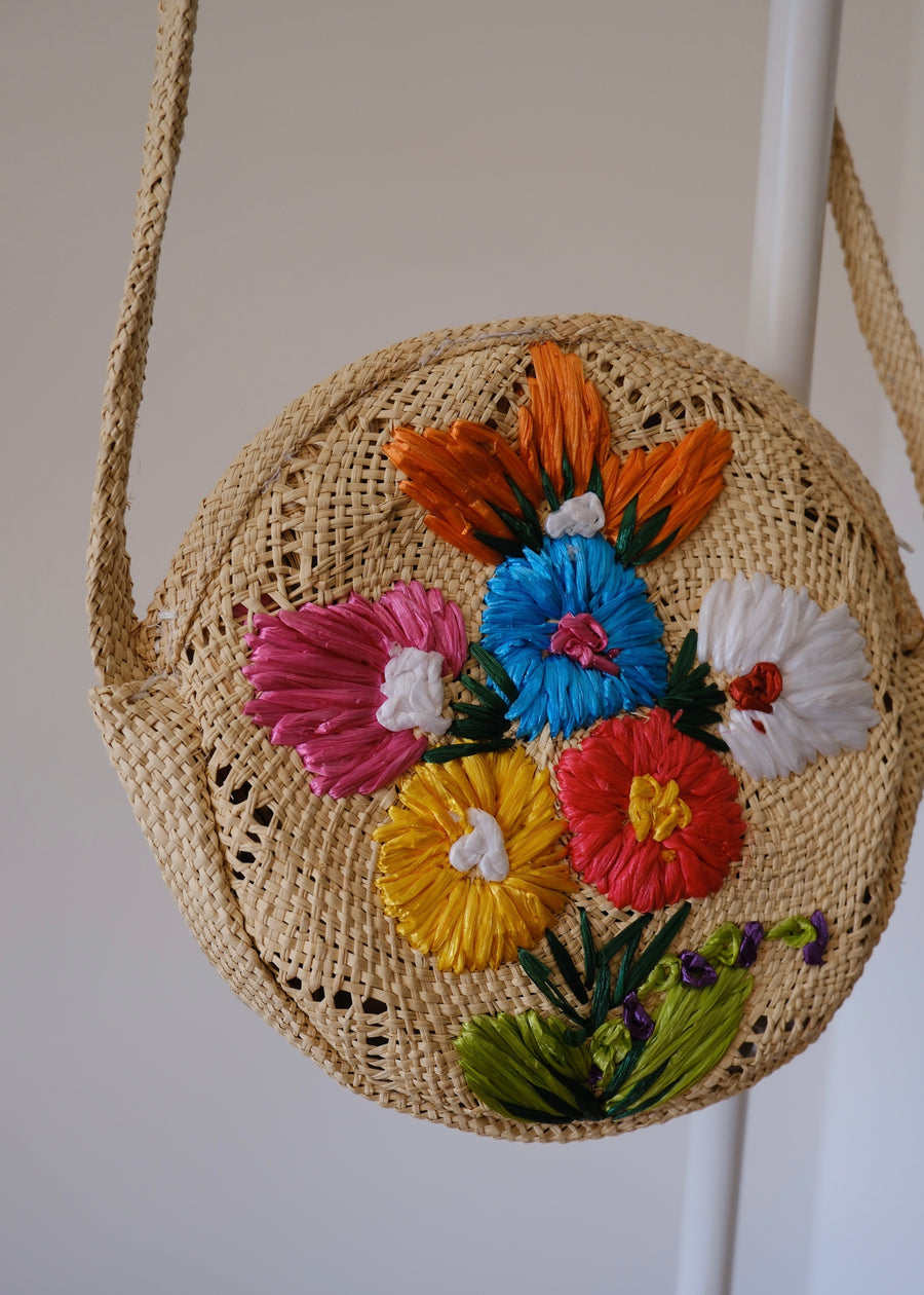 Embroidered Straw Bag