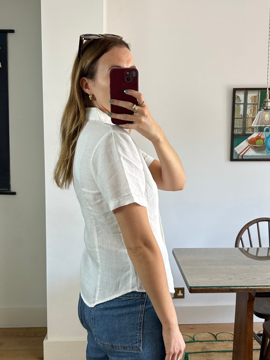 Embroidered Linen Blouse - M