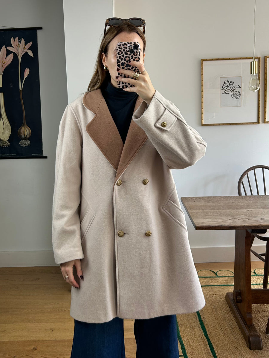 Beige Wool Coat - M